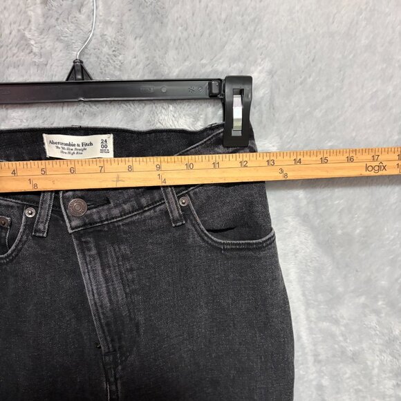 Abercrombie & Fitch The 90's Straight Ultra High Rise Black Jeans Womens 24/00 - Picture 8 of 12